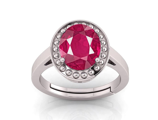 Manikya Stone Certified | Ruby Gemstone Adjustable Ring For Men & Women with Lab certificate | 5.25 Ratti - 11.25 Ratti