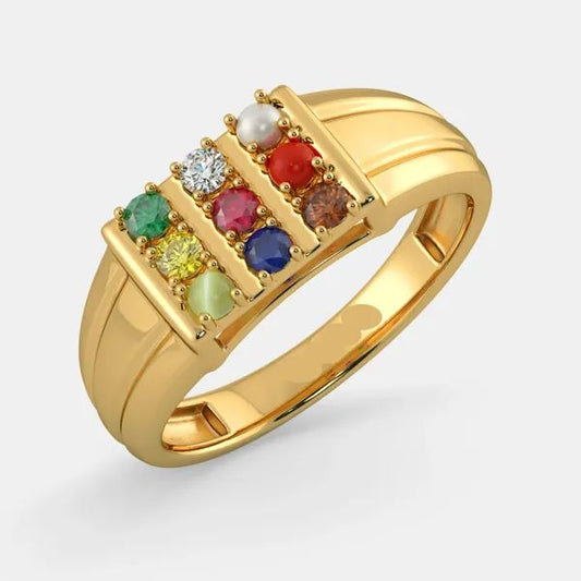 Navratan Gold Plated Ring For Men and Women (Free Size)