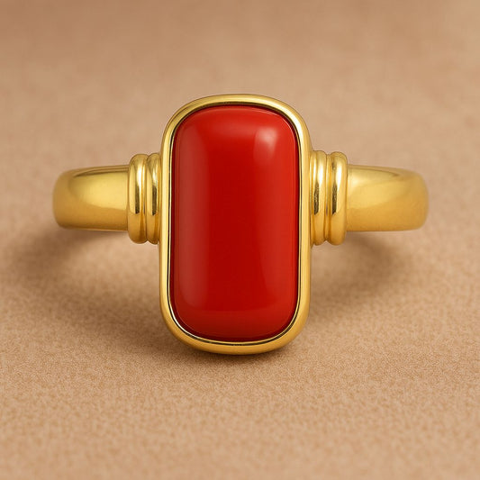 Red Coral (Moonga) Gemstone Panchdhatu Ring For Men And Women | 5.25 Ratti - 11.25 Ratti