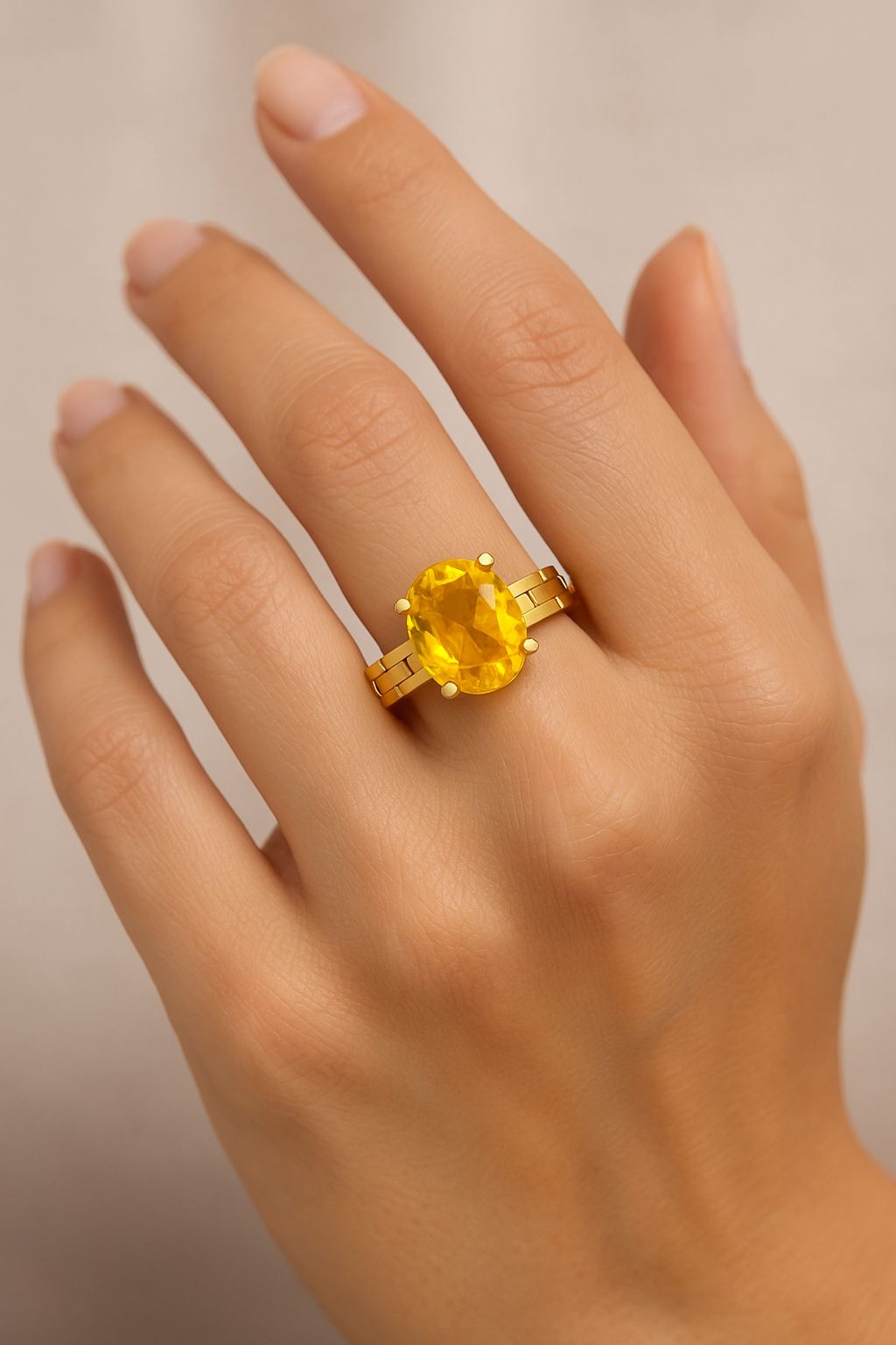 Pukhraj Stone Certified | Yellow Sapphire Gemstone Adjustable Ring For Men & Women with Lab certificate | 5.25 Ratti - 11.25 Ratti