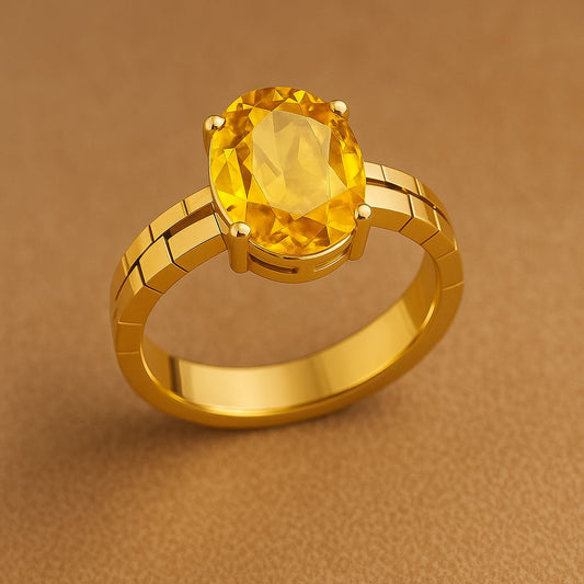 Pukhraj Stone Certified | Yellow Sapphire Gemstone Adjustable Ring For Men & Women with Lab certificate | 5.25 Ratti - 11.25 Ratti
