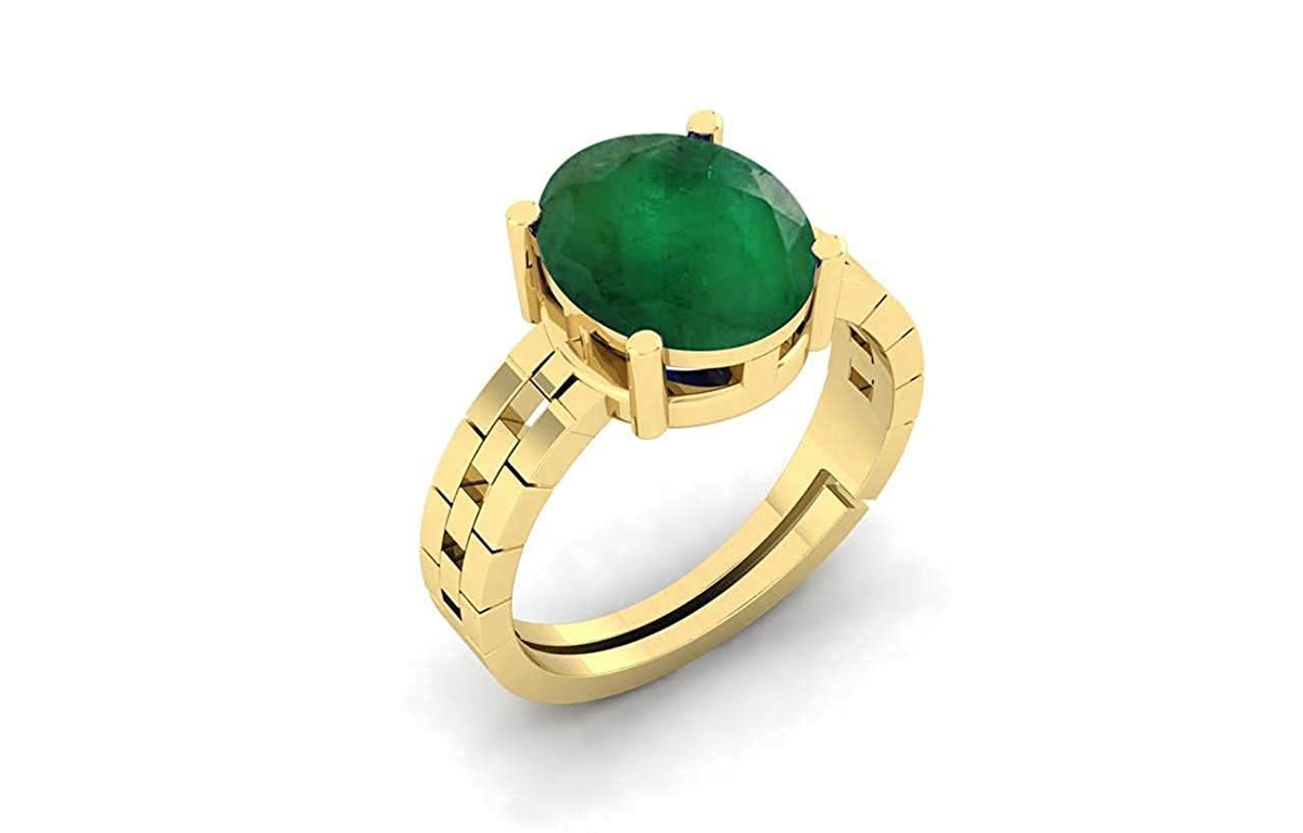 Panna Stone Certified | Emerald Gemstone Adjustable Ring For Men & Women with Lab certificate | 5.25 Ratti - 11.25 Ratti