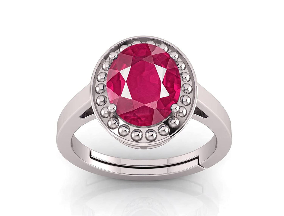 Manikya Stone Certified | Ruby Gemstone Adjustable Ring For Men & Women with Lab certificate | 5.25 Ratti - 11.25 Ratti