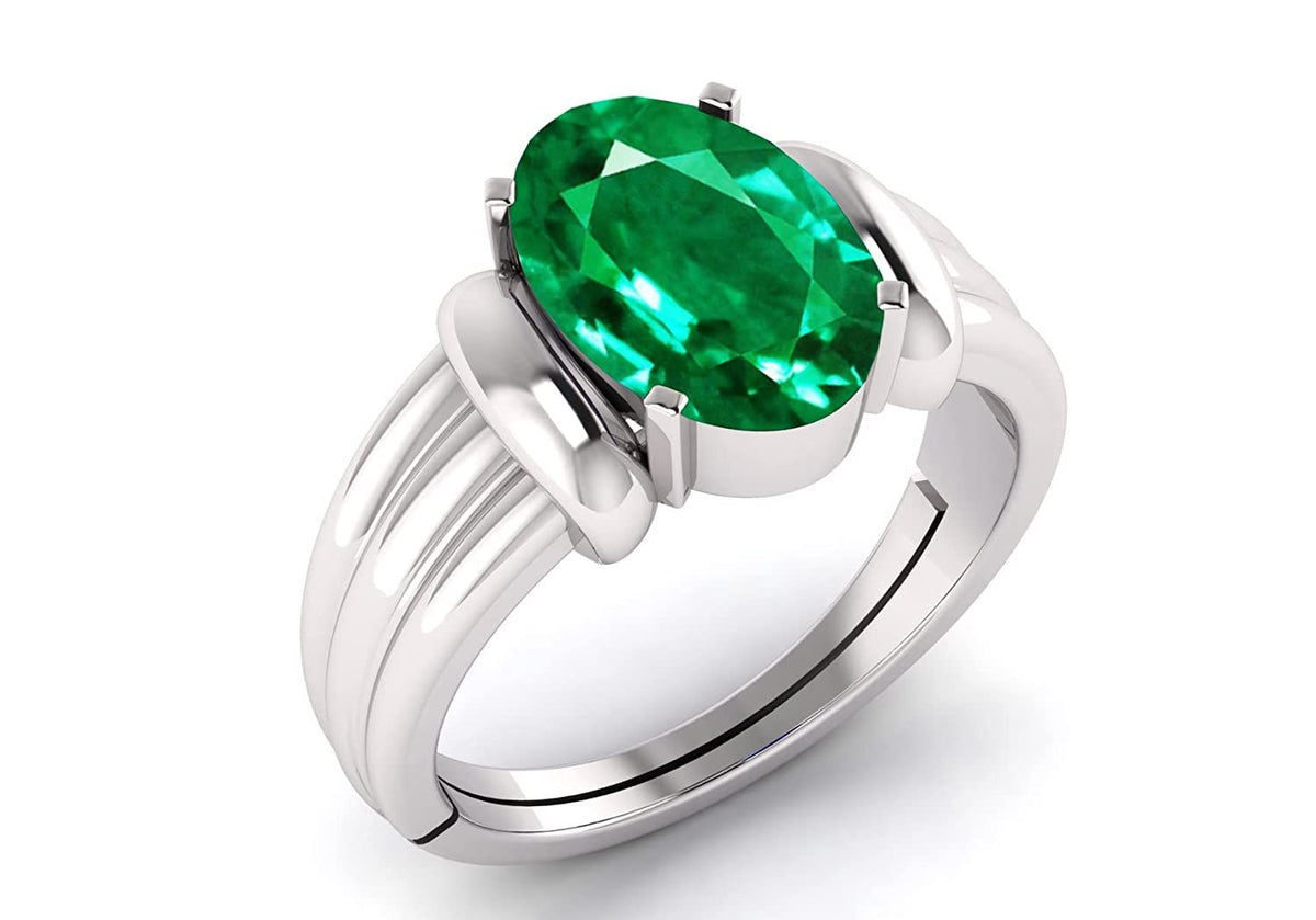 Panna Stone Certified | Emerald Gemstone Adjustable Ring For Men & Women with Lab certificate | 5.25 Ratti - 11.25 Ratti