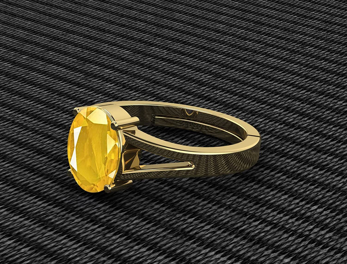 Pukhraj Stone Certified | Yellow Sapphire Gemstone Adjustable Ring For Men & Women with Lab certificate | 5.25 Ratti - 11.25 Ratti