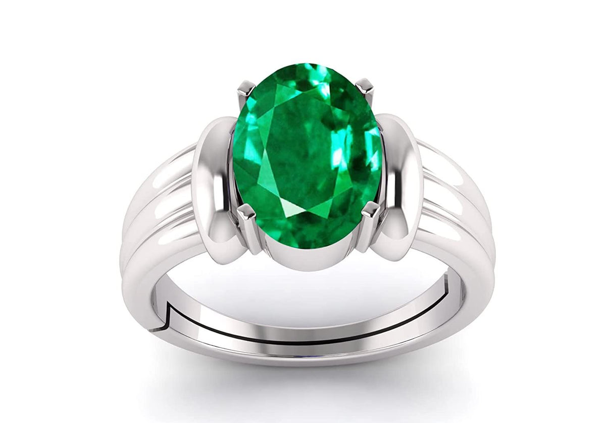 Panna Stone Certified | Emerald Gemstone Adjustable Ring For Men & Women with Lab certificate | 5.25 Ratti - 11.25 Ratti