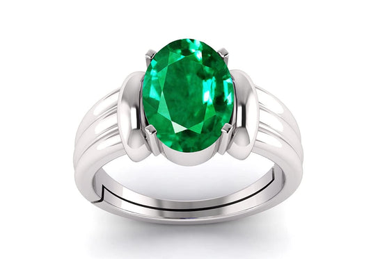 Panna Stone Certified | Emerald Gemstone Adjustable Ring For Men & Women with Lab certificate | 5.25 Ratti - 11.25 Ratti