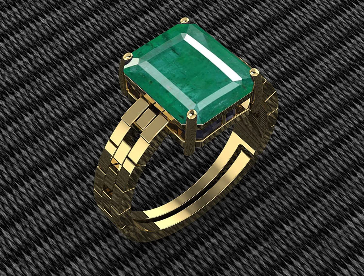 Panna Stone Certified | Emerald Gemstone Adjustable Ring For Men & Women with Lab certificate | 5.25 Ratti - 11.25 Ratti