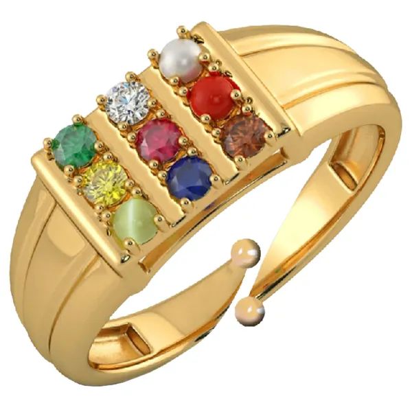 Navratan  Gold Plated Ring For Men and Women (Free Size)