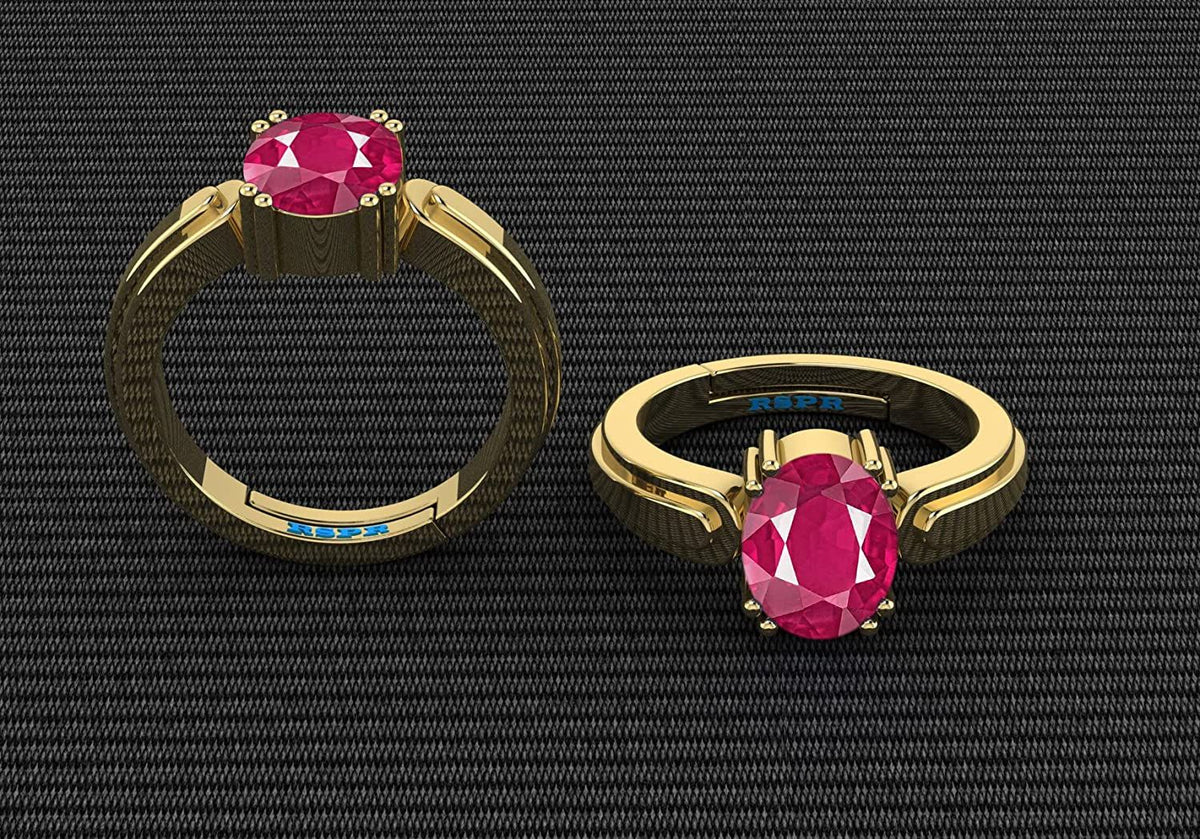 Manikya Stone Certified | Ruby Gemstone Adjustable Ring For Men & Women with Lab certificate | 5.25 Ratti - 11.25 Ratti