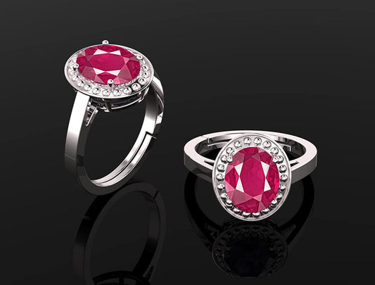 Manikya Stone Certified | Ruby Gemstone Adjustable Ring For Men & Women with Lab certificate | 5.25 Ratti - 11.25 Ratti