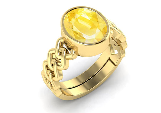 Pukhraj Stone Certified | Yellow Sapphire Gemstone Adjustable Ring For Men & Women with Lab certificate | 5.25 Ratti - 11.25 Ratti
