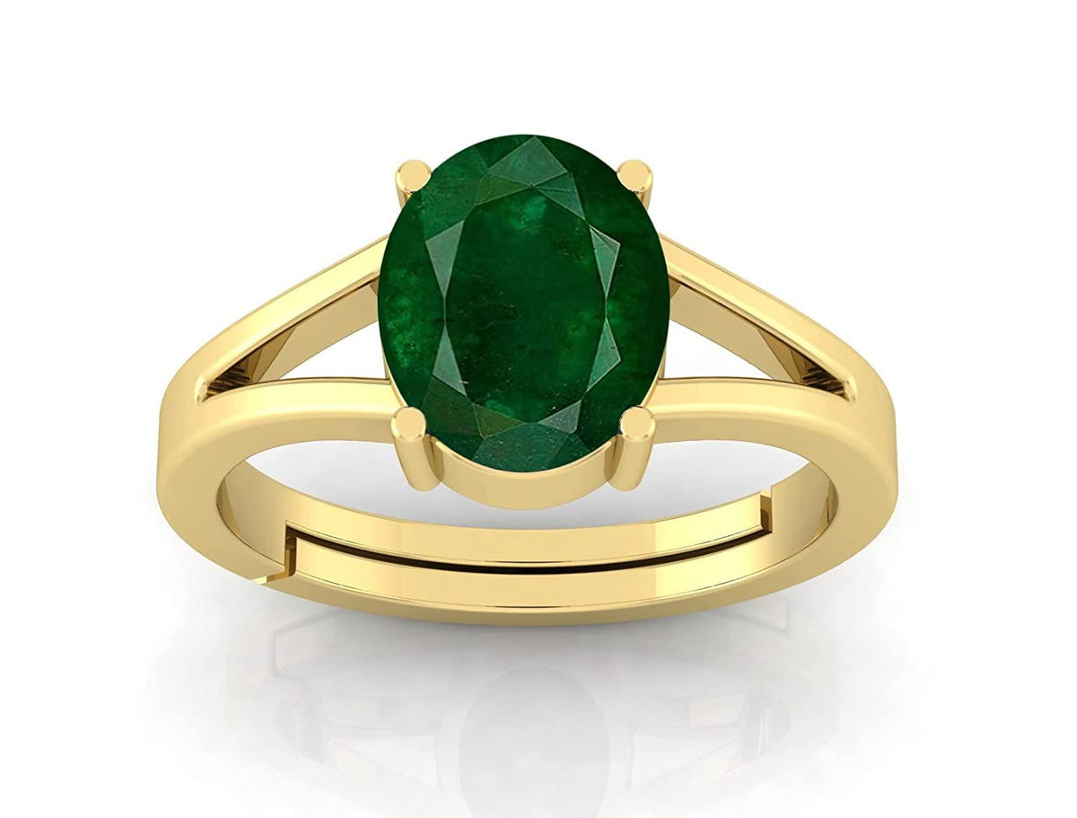 Panna Stone Certified | Emerald Gemstone Adjustable Ring For Men & Women with Lab certificate | 5.25 Ratti - 11.25 Ratti