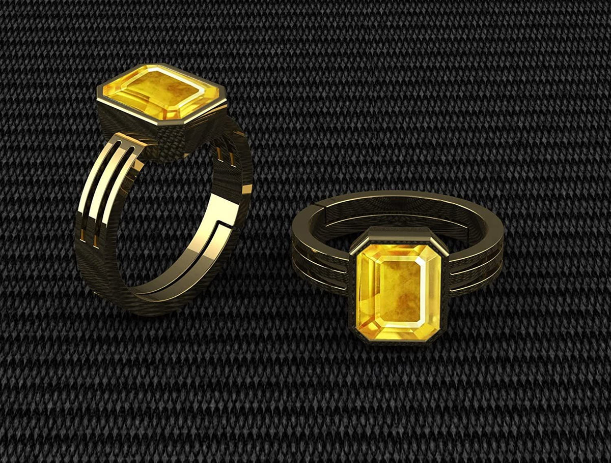Pukhraj Stone Certified | Yellow Sapphire Gemstone Adjustable Ring For Men & Women with Lab certificate | 5.25 Ratti - 11.25 Ratti