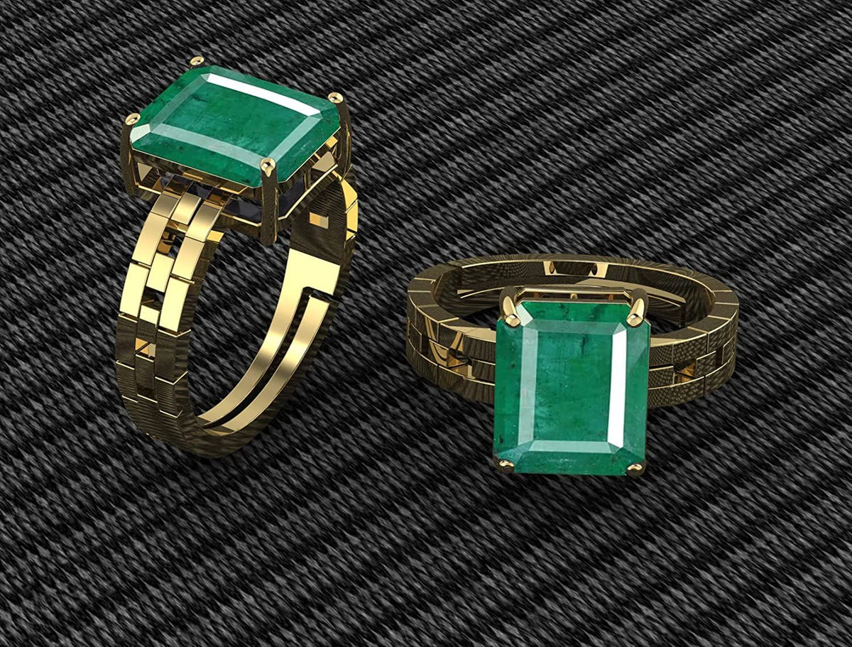 Panna Stone Certified | Emerald Gemstone Adjustable Ring For Men & Women with Lab certificate | 5.25 Ratti - 11.25 Ratti