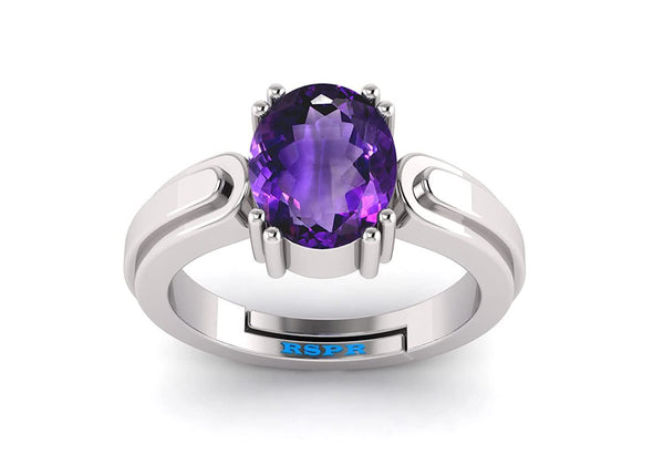 amethyst Stone Certified | Stone Blue Sapphire Gemstone Adjustable Ring For Men & Women with Lab certificate | 5.25 Ratti - 11.25 Ratti
