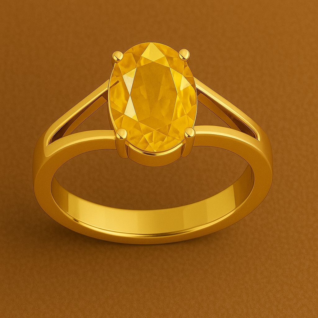 Pukhraj Stone Certified | Yellow Sapphire Gemstone Adjustable Ring For Men & Women with Lab certificate | 5.25 Ratti - 11.25 Ratti