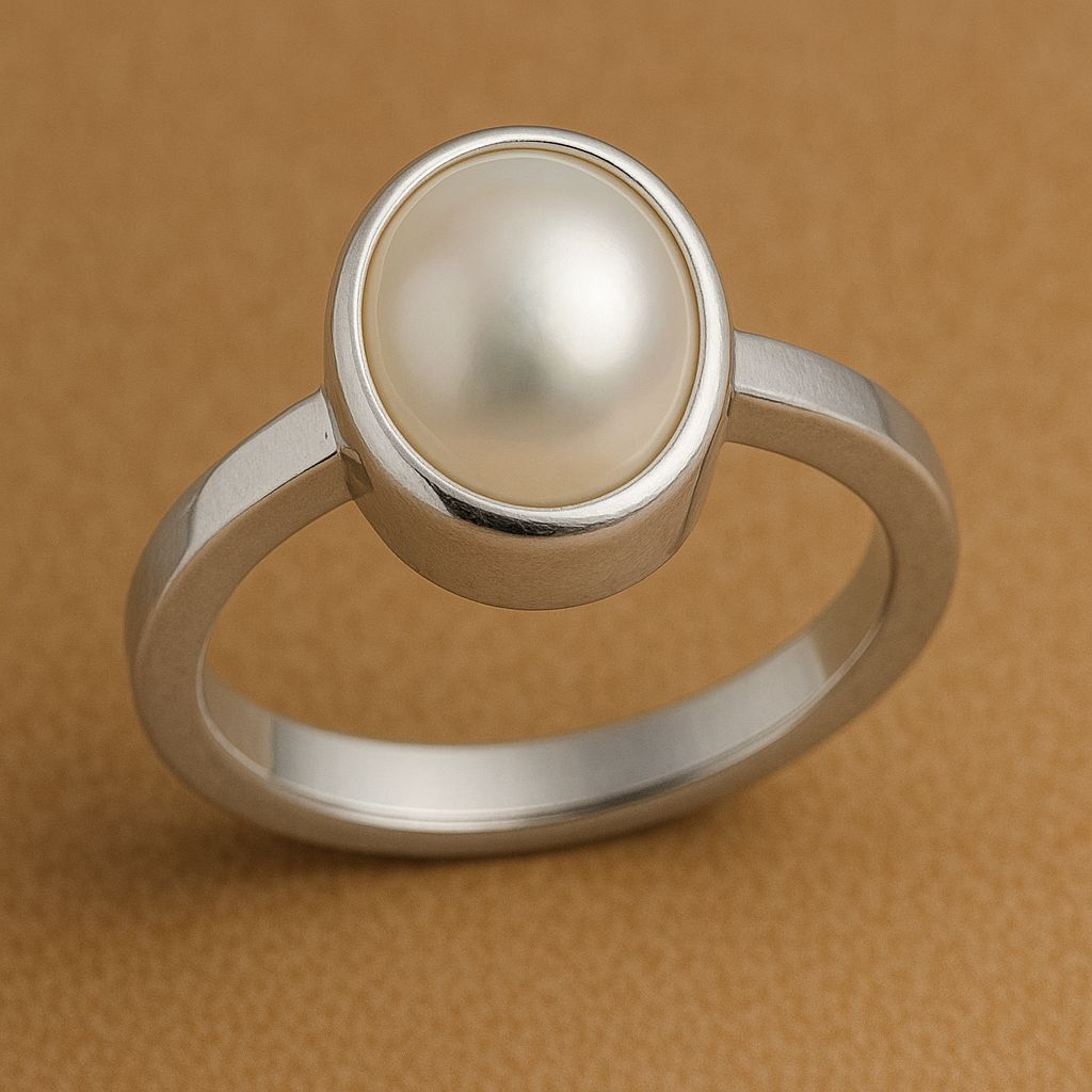 Pearl (Moti) Rashi Ratan Gemstone Ring For Men And Women | 5.25 Ratti - 11.25 Ratti