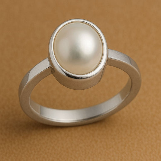 Pearl (Moti) Rashi Ratan Gemstone Ring For Men And Women | 5.25 Ratti - 11.25 Ratti