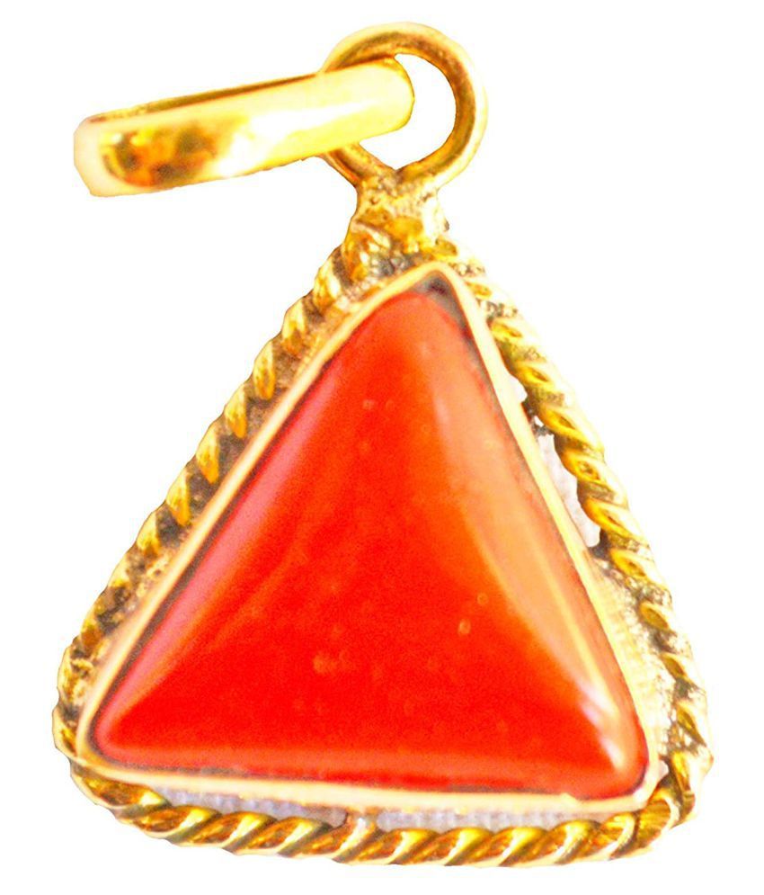 Tikona (Triangle Coral) Moonga Rashi Ratan Gemstone Pendant For Men And Women | 5.25 Ratti - 11.25 Ratti