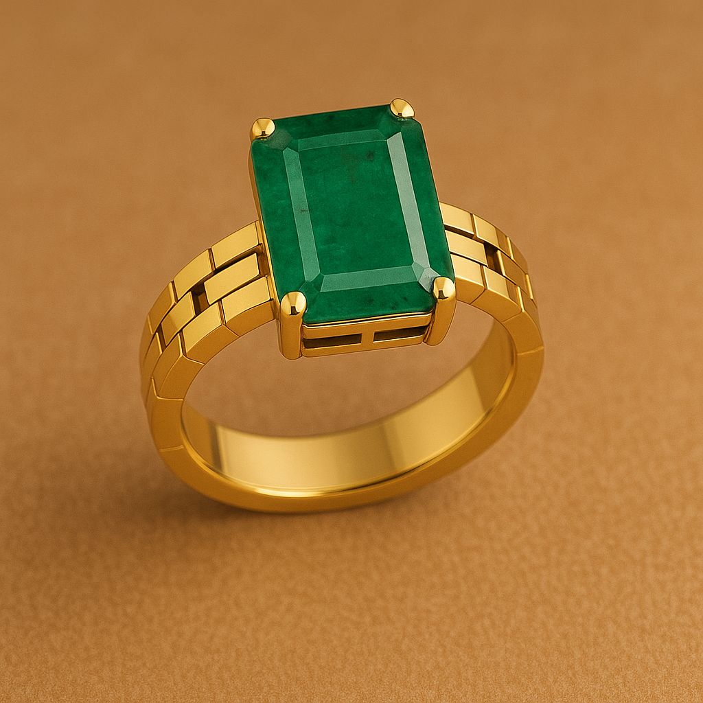 Panna Stone Certified | Emerald Gemstone Adjustable Ring For Men & Women with Lab certificate | 5.25 Ratti - 11.25 Ratti