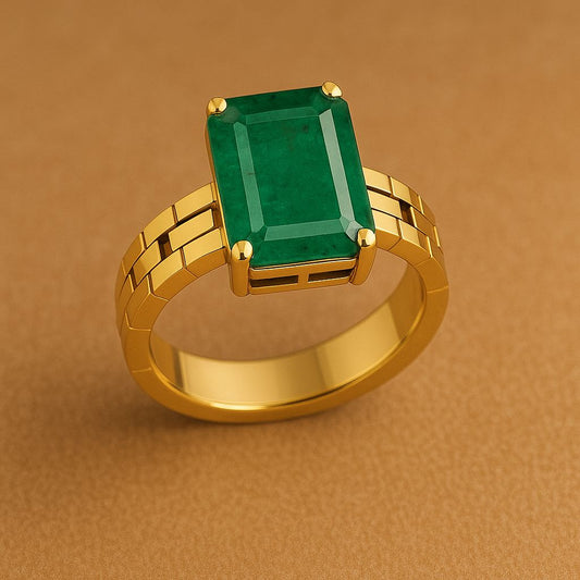 Panna Stone Certified | Emerald Gemstone Adjustable Ring For Men & Women with Lab certificate | 5.25 Ratti - 11.25 Ratti