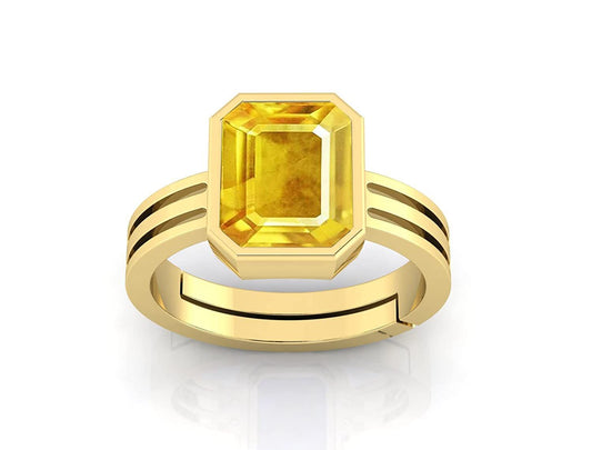 Pukhraj Stone Certified | Yellow Sapphire Gemstone Adjustable Ring For Men & Women with Lab certificate | 5.25 Ratti - 11.25 Ratti