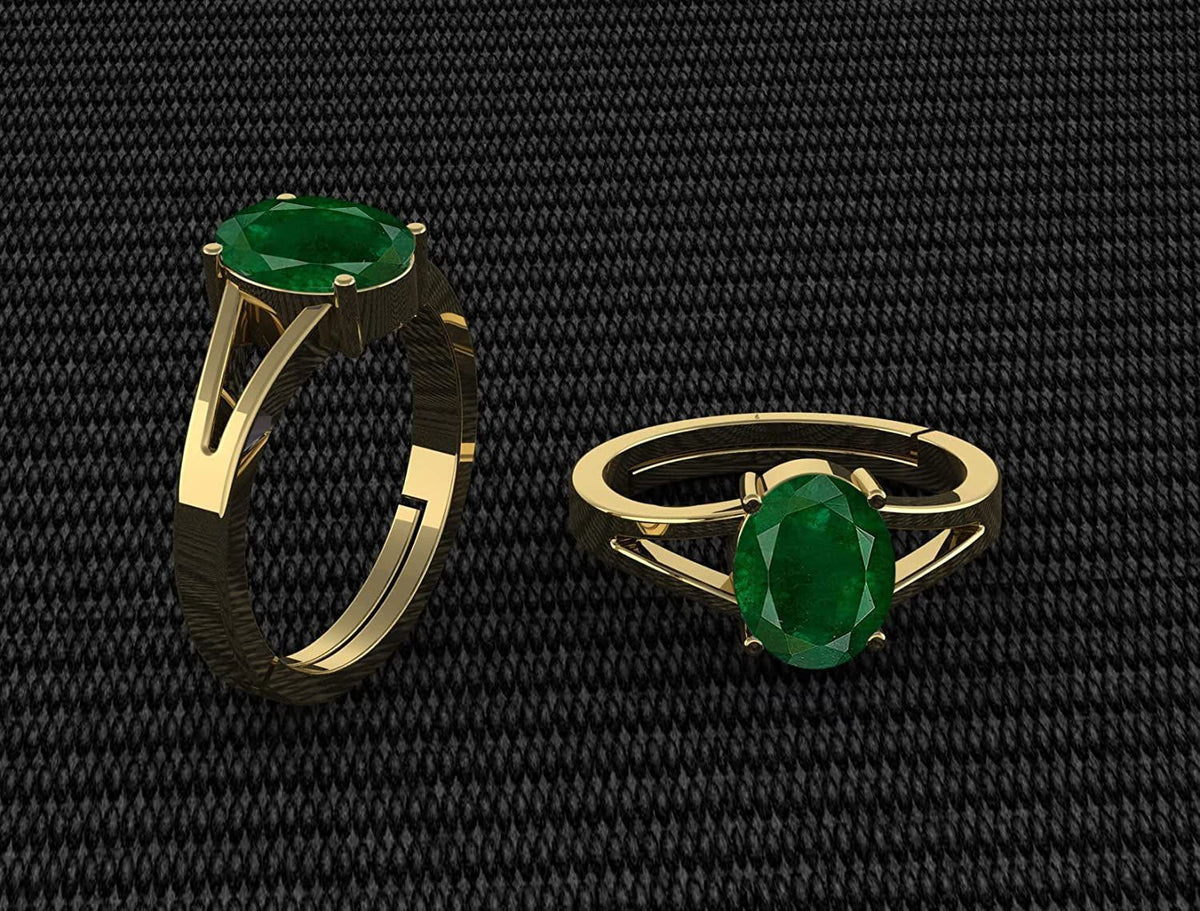 Panna Stone Certified | Emerald Gemstone Adjustable Ring For Men & Women with Lab certificate | 5.25 Ratti - 11.25 Ratti