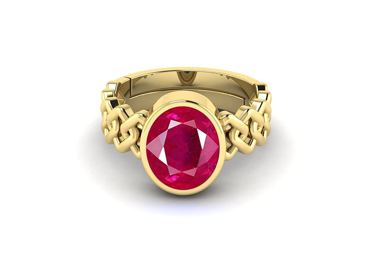 Manikya Stone Certified | Ruby Gemstone Adjustable Ring For Men & Women with Lab certificate | 5.25 Ratti - 11.25 Ratti