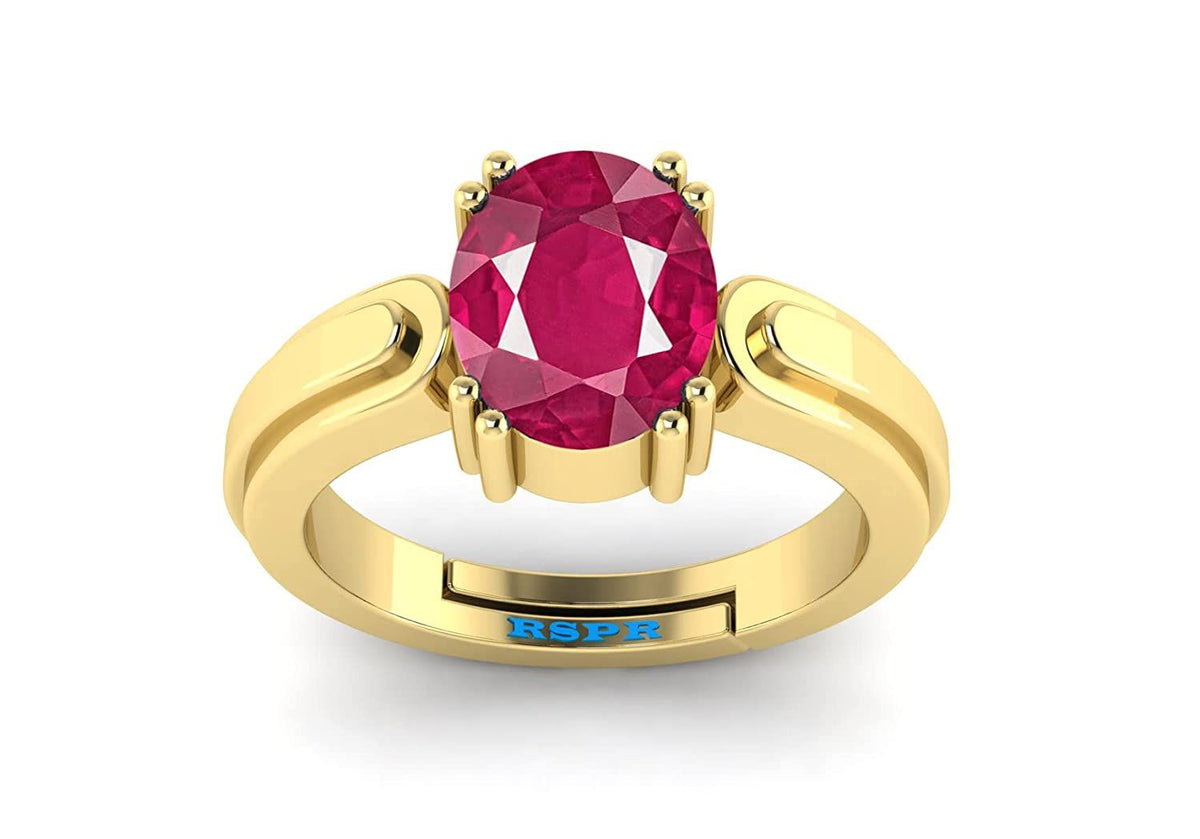Manikya Stone Certified | Ruby Gemstone Adjustable Ring For Men & Women with Lab certificate | 5.25 Ratti - 11.25 Ratti