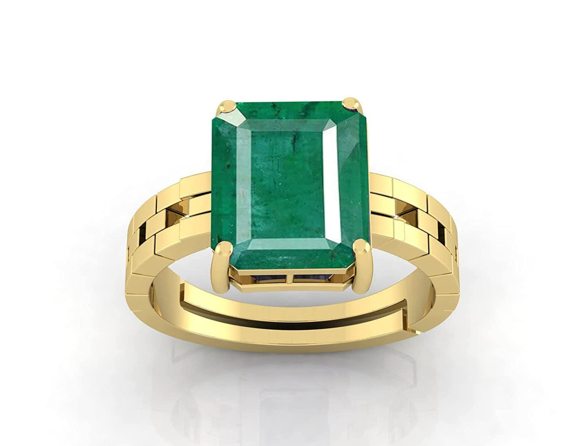 Panna Stone Certified | Emerald Gemstone Adjustable Ring For Men & Women with Lab certificate | 5.25 Ratti - 11.25 Ratti