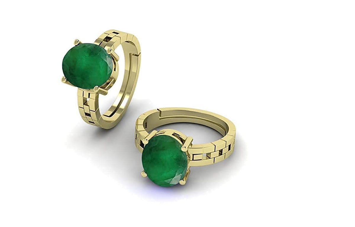 Panna Stone Certified | Emerald Gemstone Adjustable Ring For Men & Women with Lab certificate | 5.25 Ratti - 11.25 Ratti
