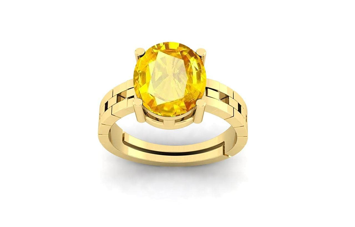 Pukhraj Stone Certified | Yellow Sapphire Gemstone Adjustable Ring For Men & Women with Lab certificate | 5.25 Ratti - 11.25 Ratti