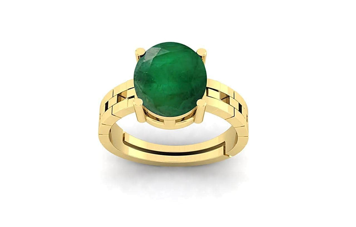 Panna Stone Certified | Emerald Gemstone Adjustable Ring For Men & Women with Lab certificate | 5.25 Ratti - 11.25 Ratti