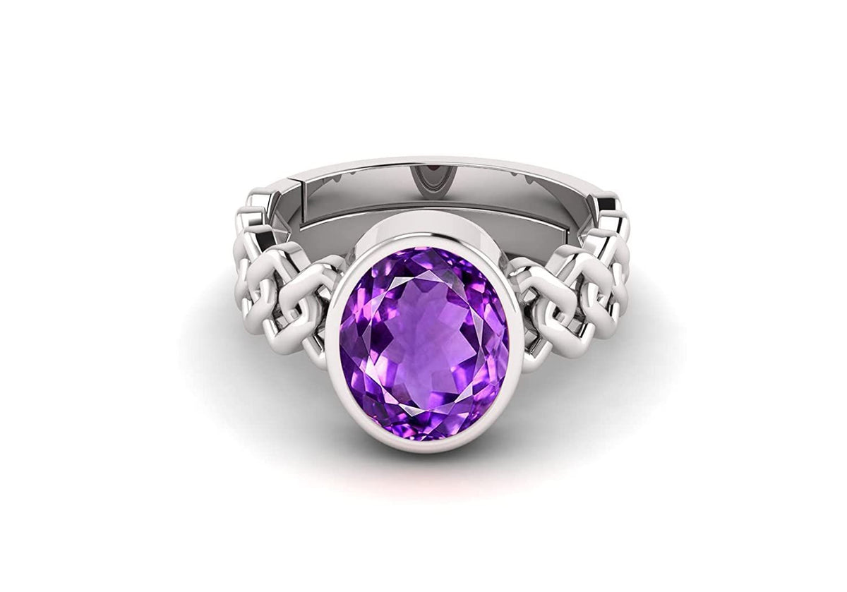 amethyst  Stone Certified | Stone Blue Sapphire Gemstone Adjustable Ring For Men & Women with Lab certificate | 5.25 Ratti - 11.25 Ratti