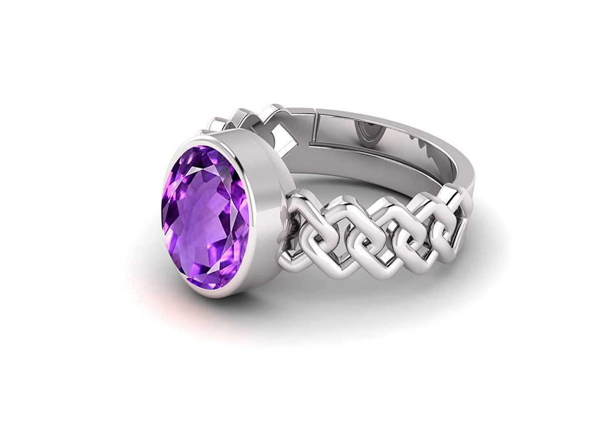 amethyst  Stone Certified | Stone Blue Sapphire Gemstone Adjustable Ring For Men & Women with Lab certificate | 5.25 Ratti - 11.25 Ratti